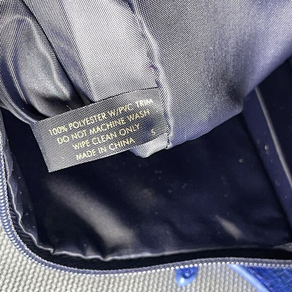 Vintage Estee Lauder Cosmetic Bag Blue Vinyl Spotted Makeup Pouch New No Tags - Picture 6 of 9